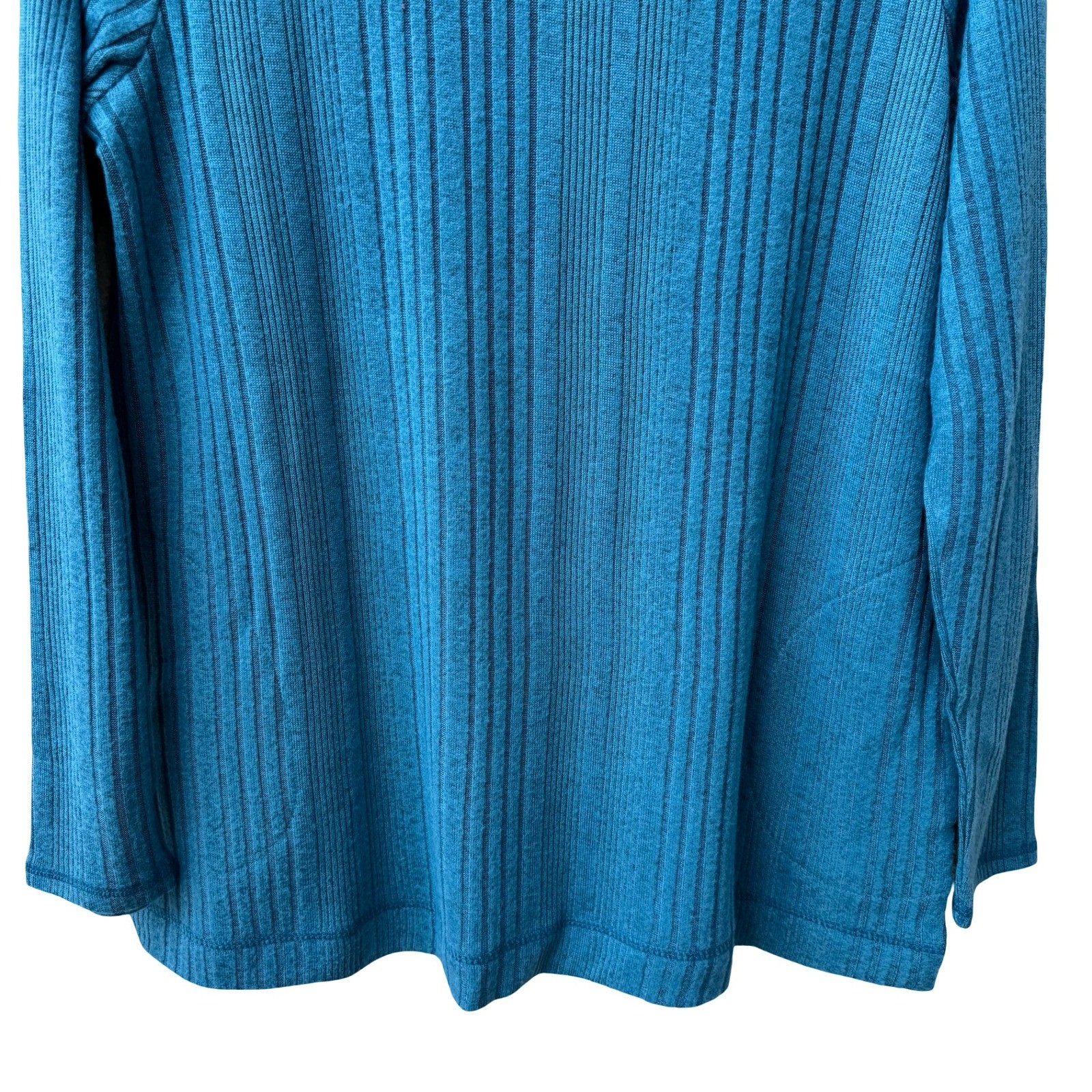 LOGO Lounge Lori Goldstein Teal Ribbed Knit Layering Minimalist Pocket Top M NEW