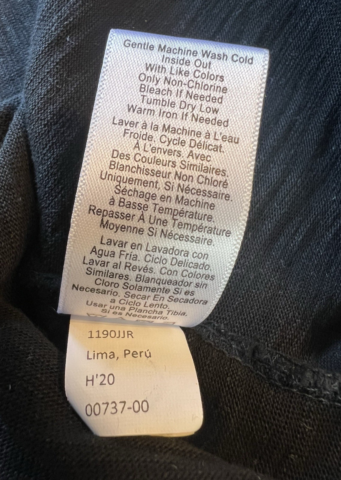 Nation LTD Jenna Cuffed Combo Tee Women’s Size S Jet Black Slub Long Sleeve Peru