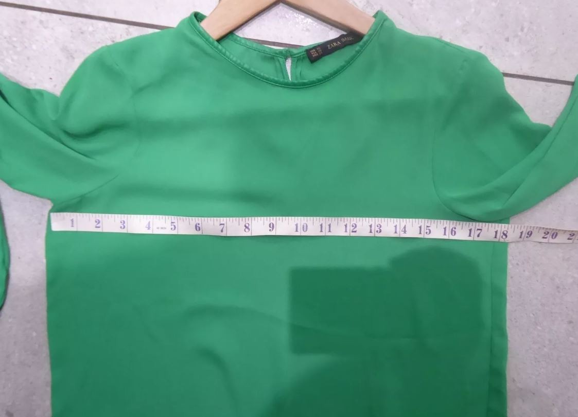 ZARA green top with faux leather trims Size XS Size 6 8 10 approx