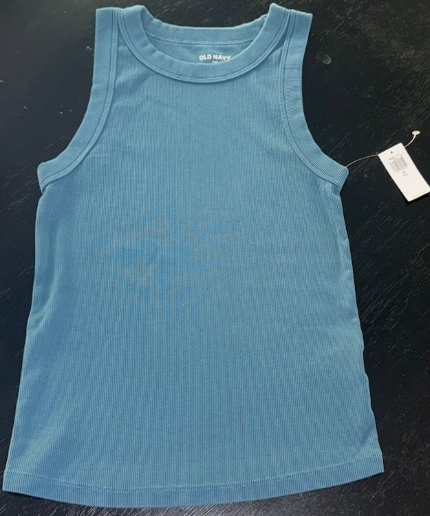 NWT Old Navy Rib Knit High Neck Tank Top Women XS Tall Tidewater Blue NICE COLOR