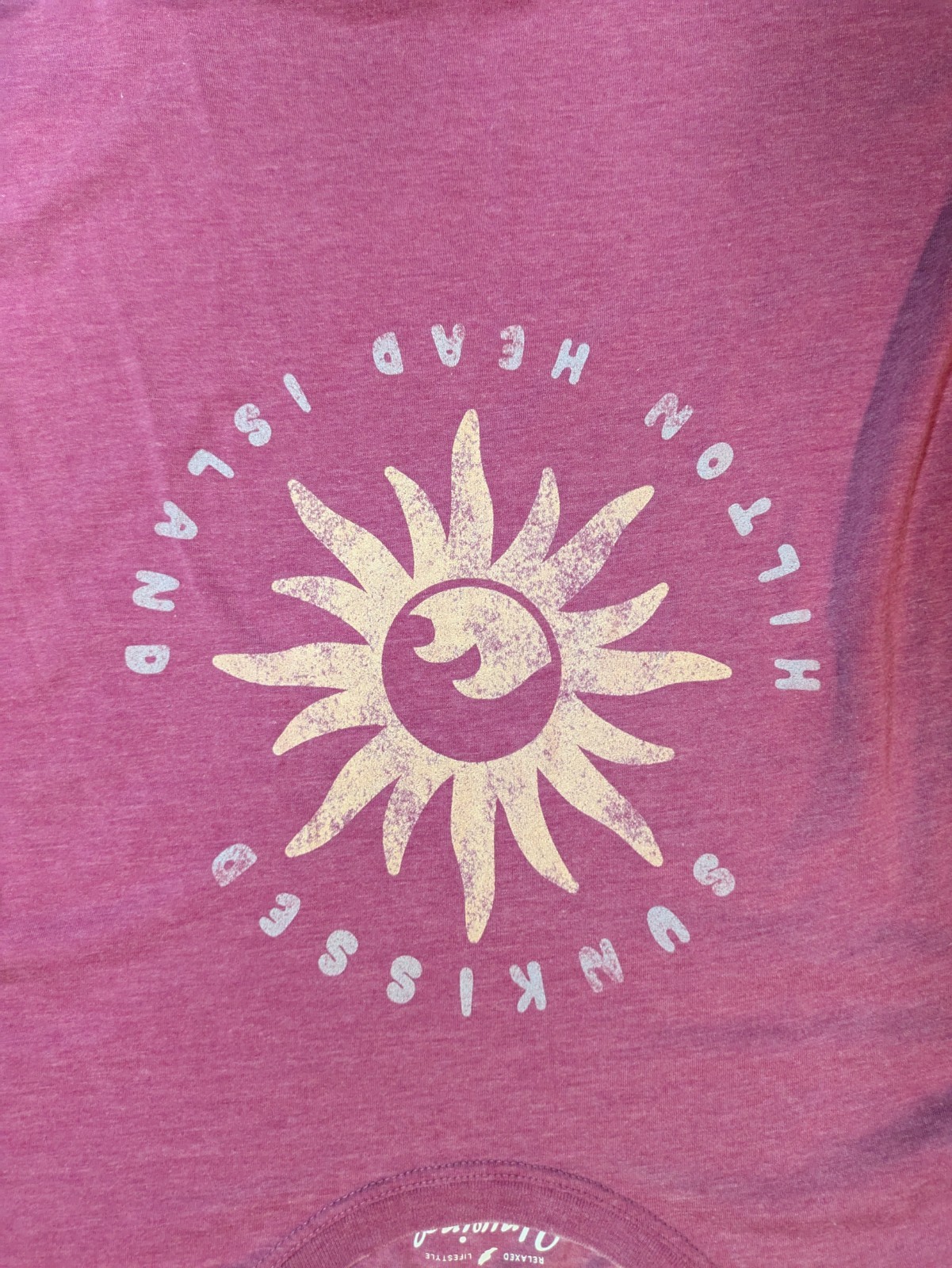 Hilton Head Island Vintage Character 3/4 Sleeve Tee Heather Orchid Pink Small N!