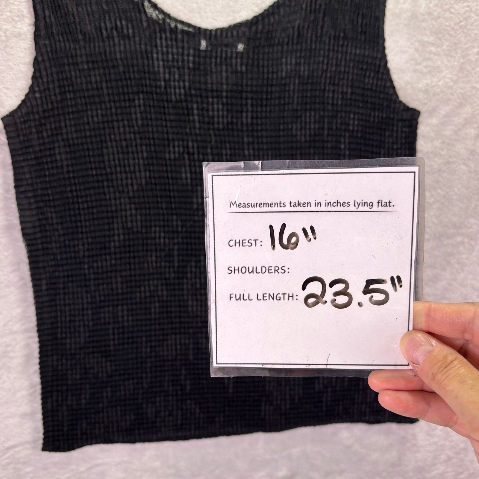 Nicola Women Tank Top Sz L Black Semi Sheer Textured Popcorn Knit Scoop Neck