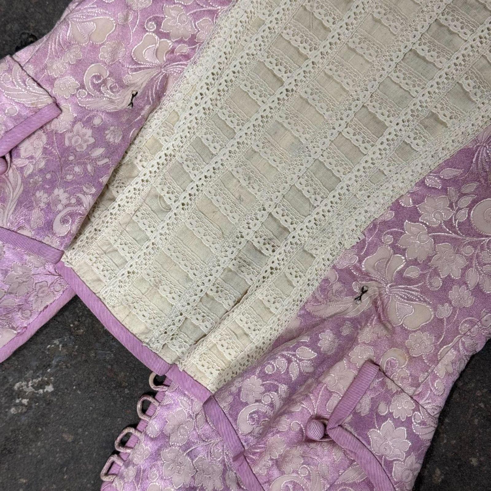 Vintage Film Costume 40s 50s Does Victorian Antique Style Brocade Bodice Vest