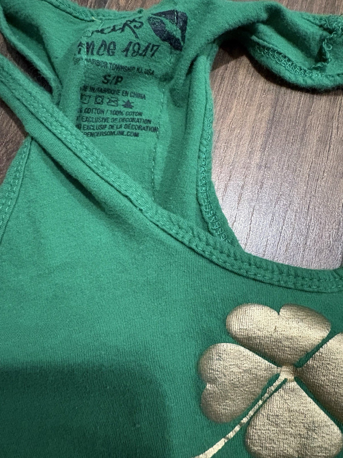 Spencers Women’s S/P Green Cotton Racerback Scoop Neck St. Patrick’s Day Tank