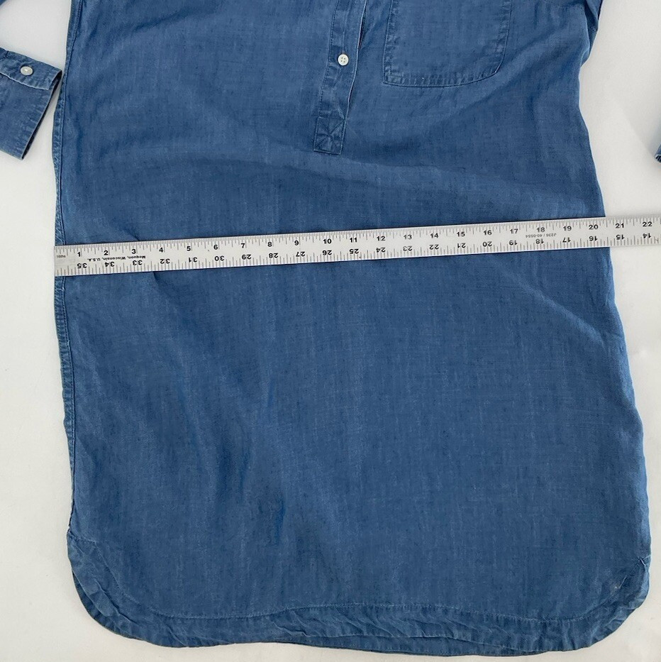 Old Navy 100% Chambray Shirt Button Front Blue Long Sleeve Dress S, Flaw