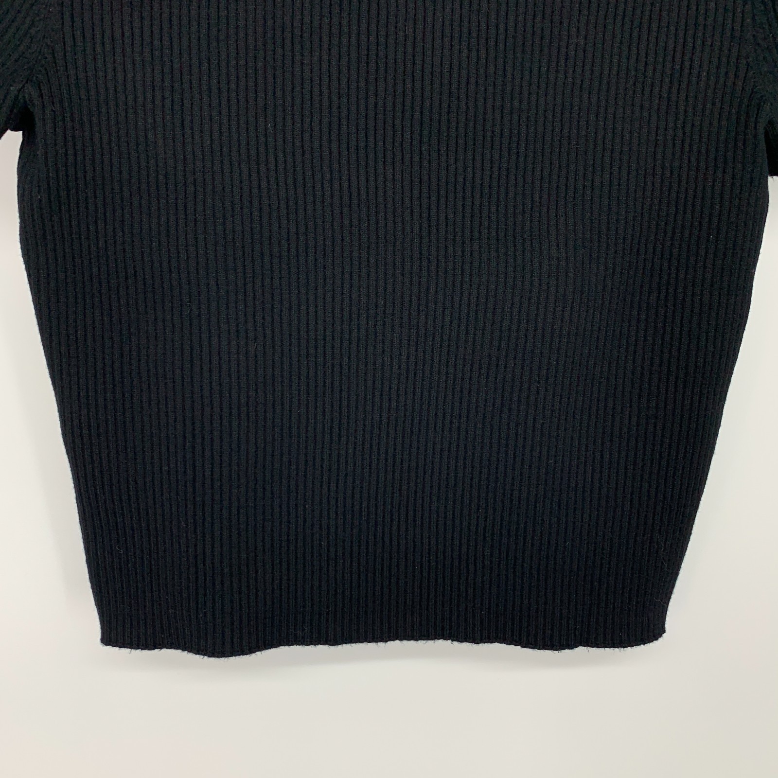 Madewell Top Womens Large Black Cropped Ribbed Knit Square Neck Short Sleeve