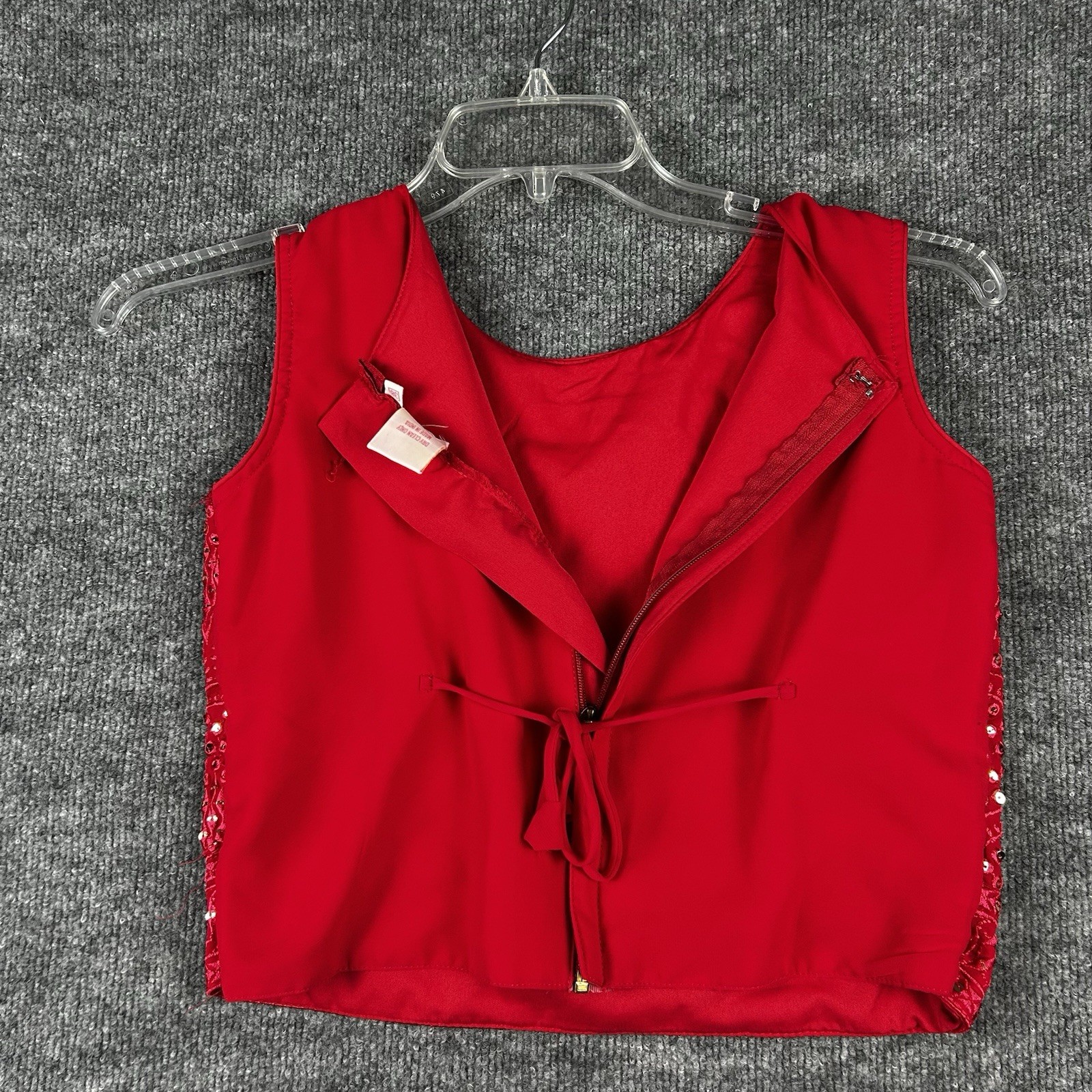 Roopam Designer Studio Red Sequin Embroidered Crop Top Saree Blouse Size 38 95cm