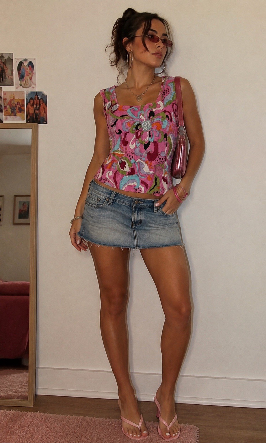 RARE Y2K 90’s/00’s Alberto Makali Crinkle Groovy Geometric Print Tank Top Set M