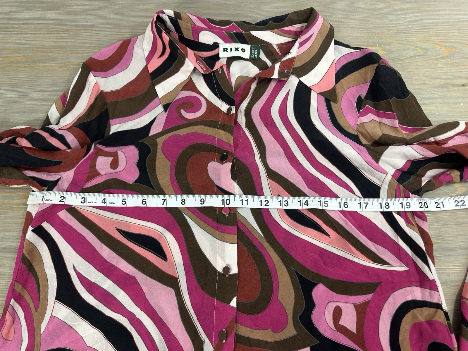 Rixo Havan Marble Pink Silk Shirt Women’s 6 Read