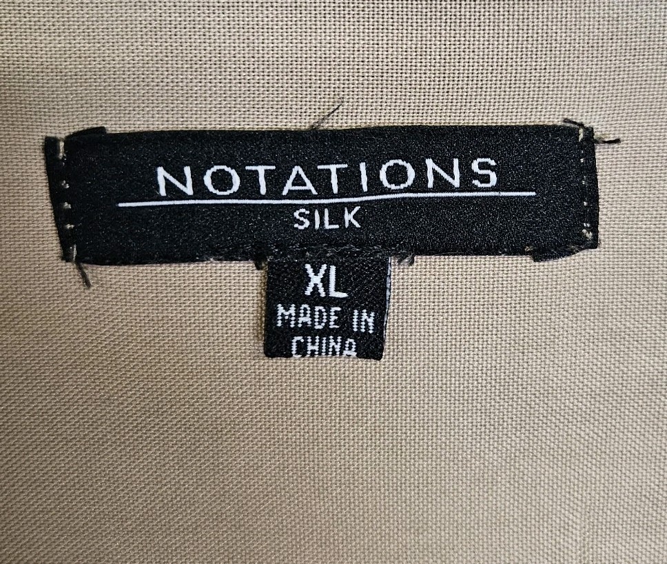 Notations Light Brown Tan Silk 3/4 Sleeve Button Up Blouse Women’s Size XL
