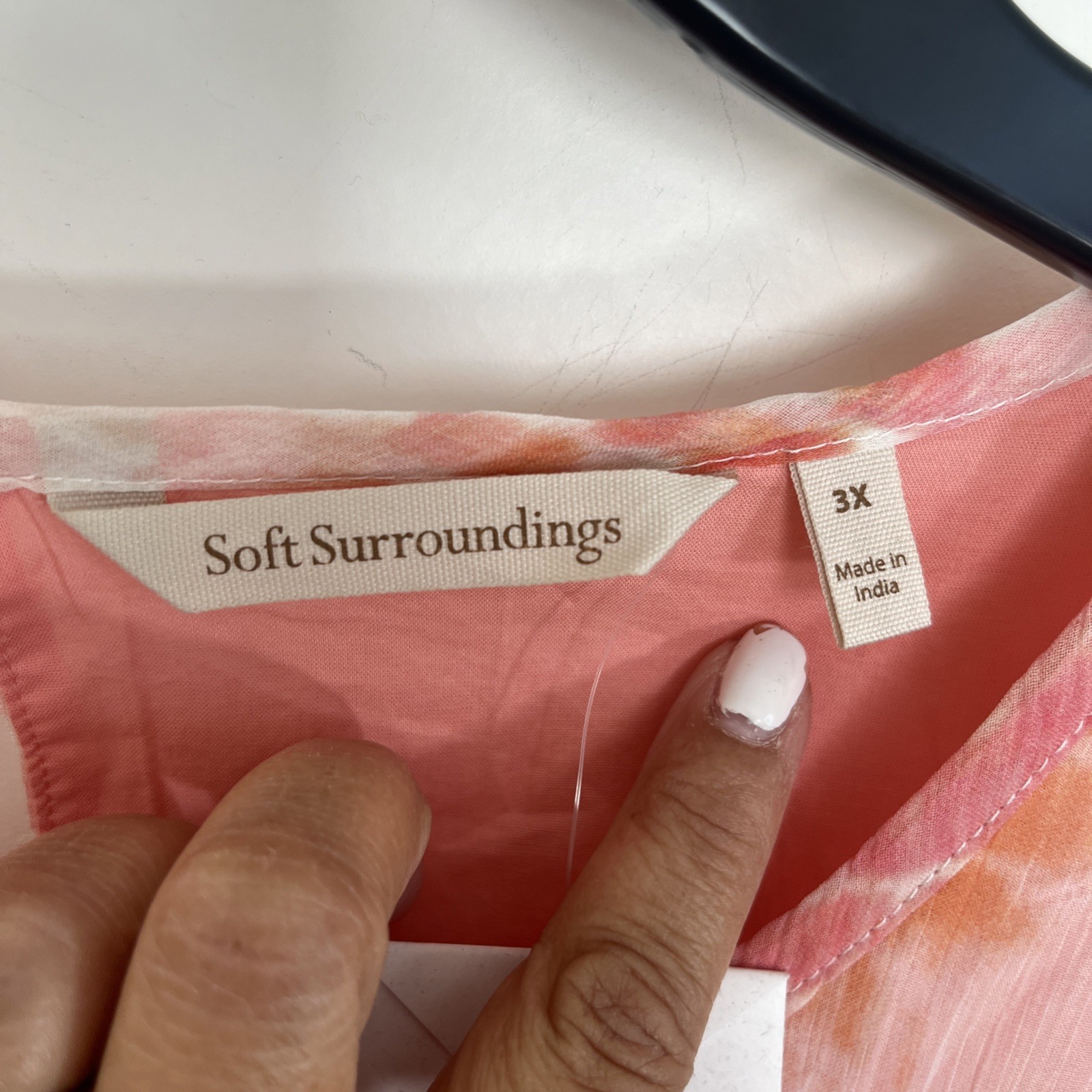 NWT Soft Surroundings Tunic Top 3X Coral Tie Dye High-Low Blouse Resort Vacay