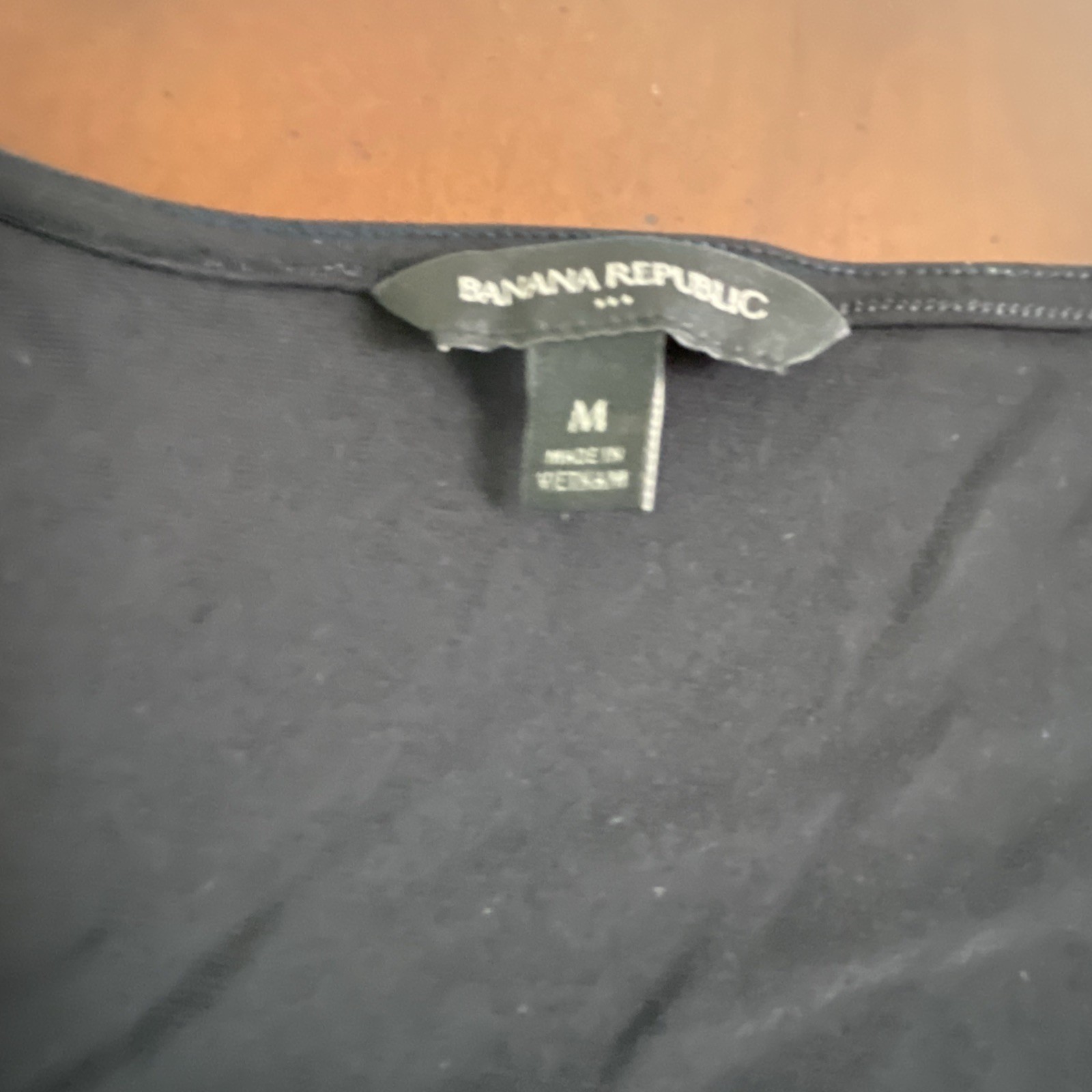 Banana Republic Womens Faux Wrap Blouse Black Long Sleeve M Medium 571501 SUM20