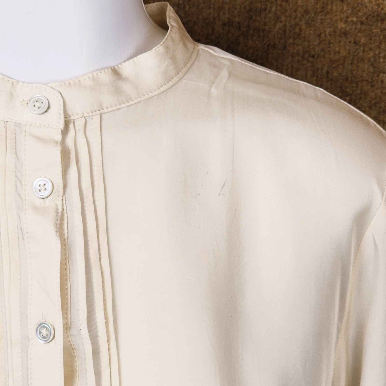 NWT Banana Republic Heritage Collection Blouse Vegan Silk Cupro Crepe Beige S