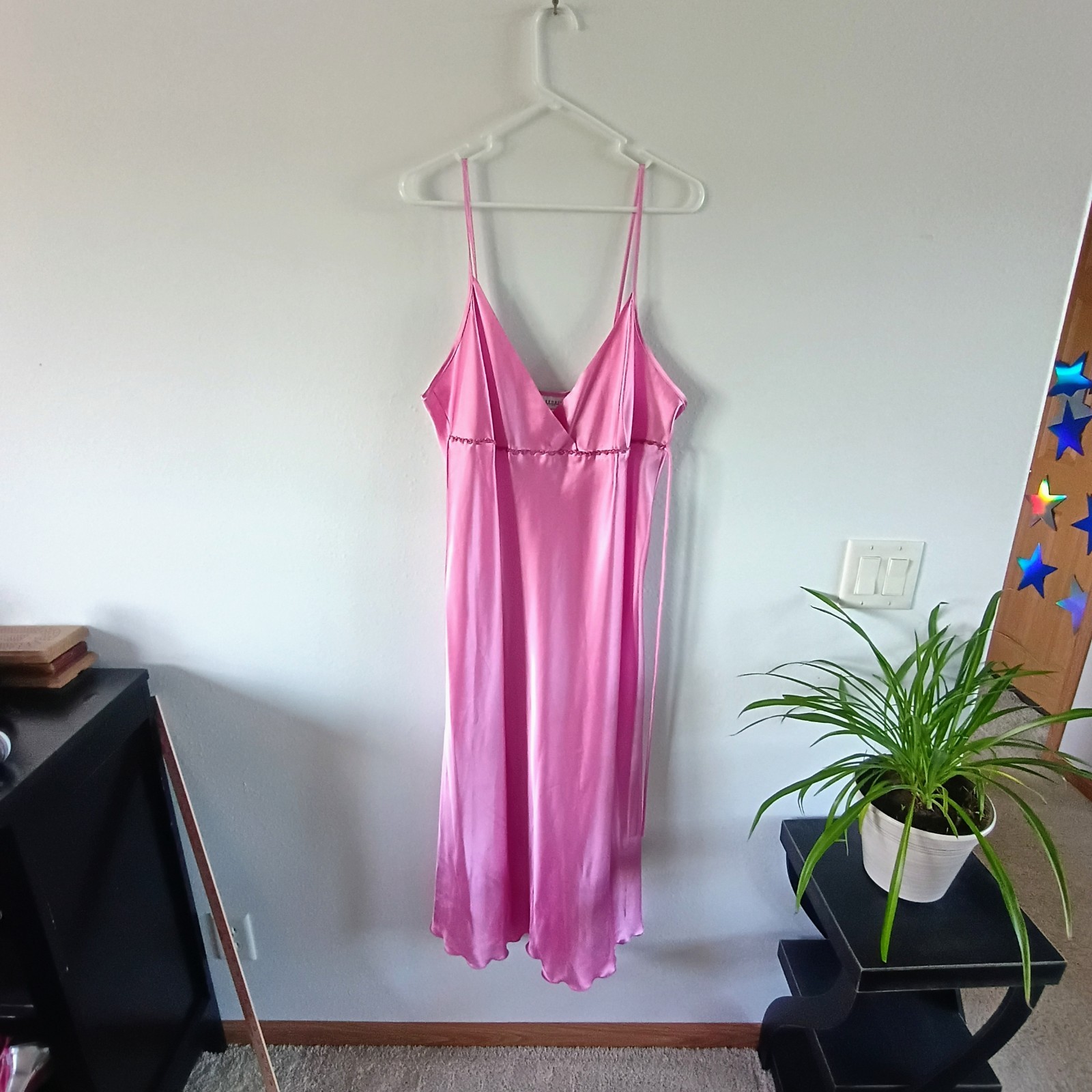 Bali Studio Collection Pink Satin Slip Nightgown Chemise XL Y2K Spaghetti Strap