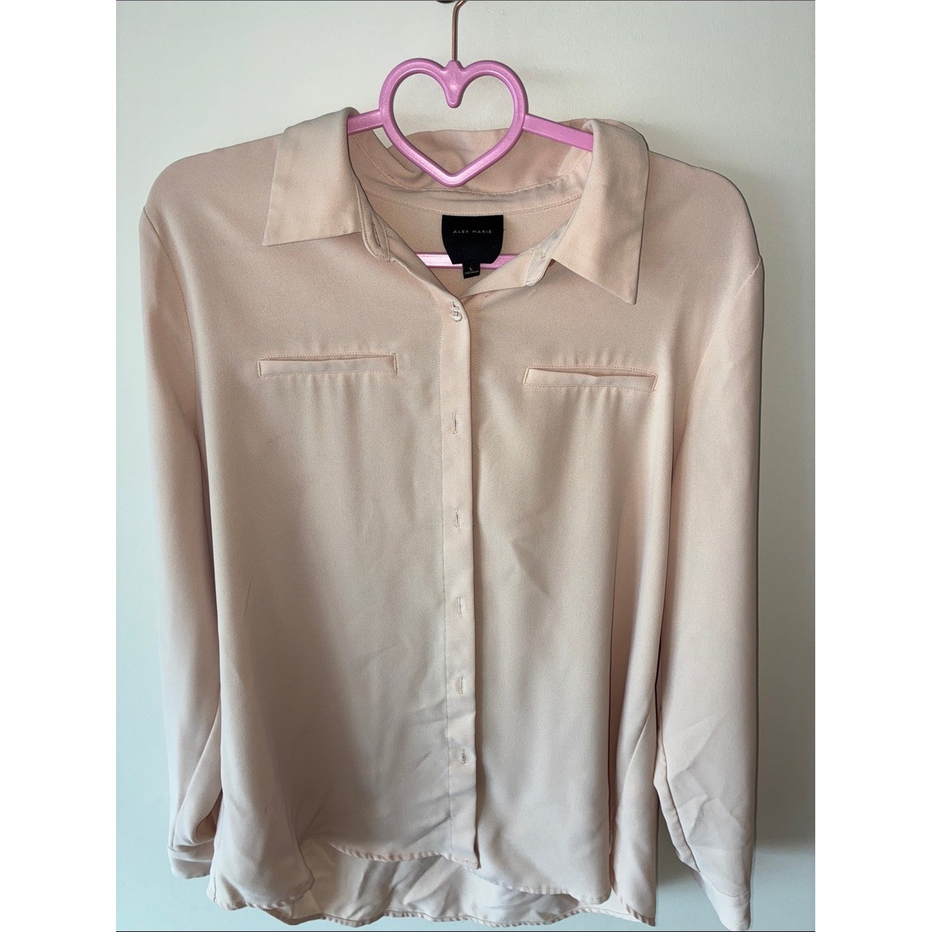 Alex Marie Blush Pink Button-Down Blouse with flaw