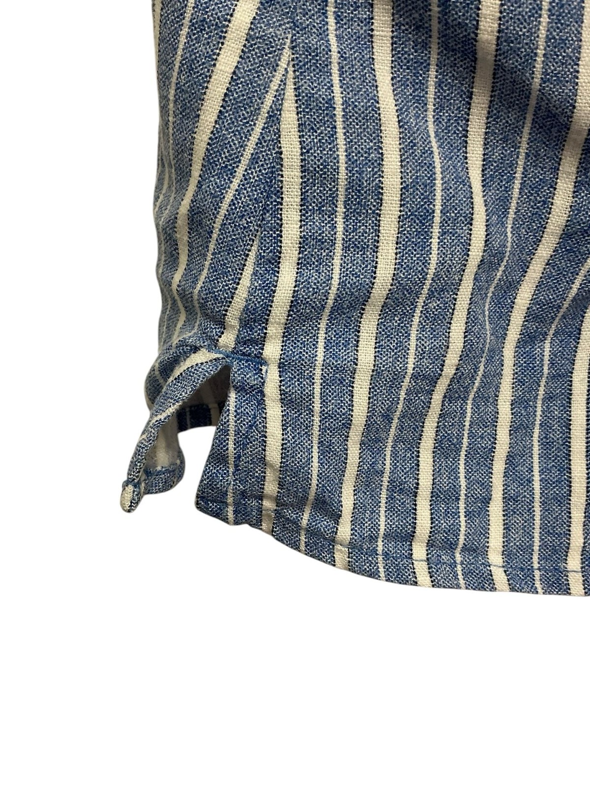 A New Day Blue White Striped Linen Blend Tie Front Tank Top Small