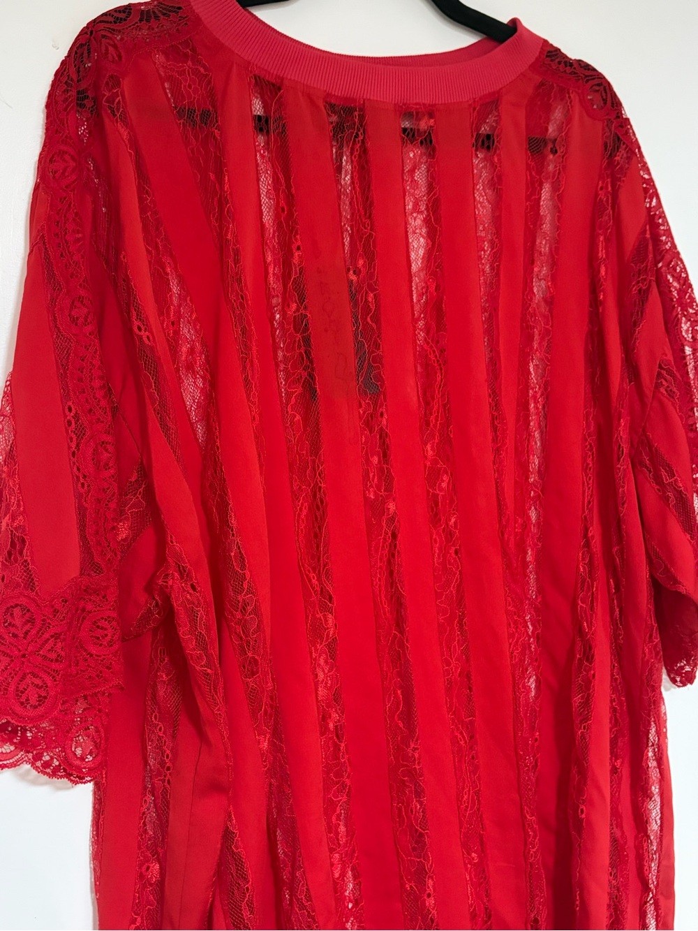 AMEN Couture Scarlet Red Blouse Over with Stripe Motif One Size NWT