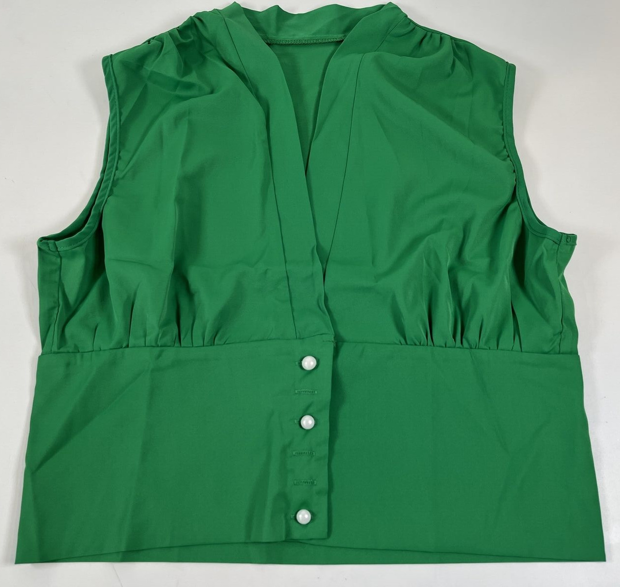 SHEIN Privé Ruched Shoulder Blouse Button Front Sleeveless Size Large