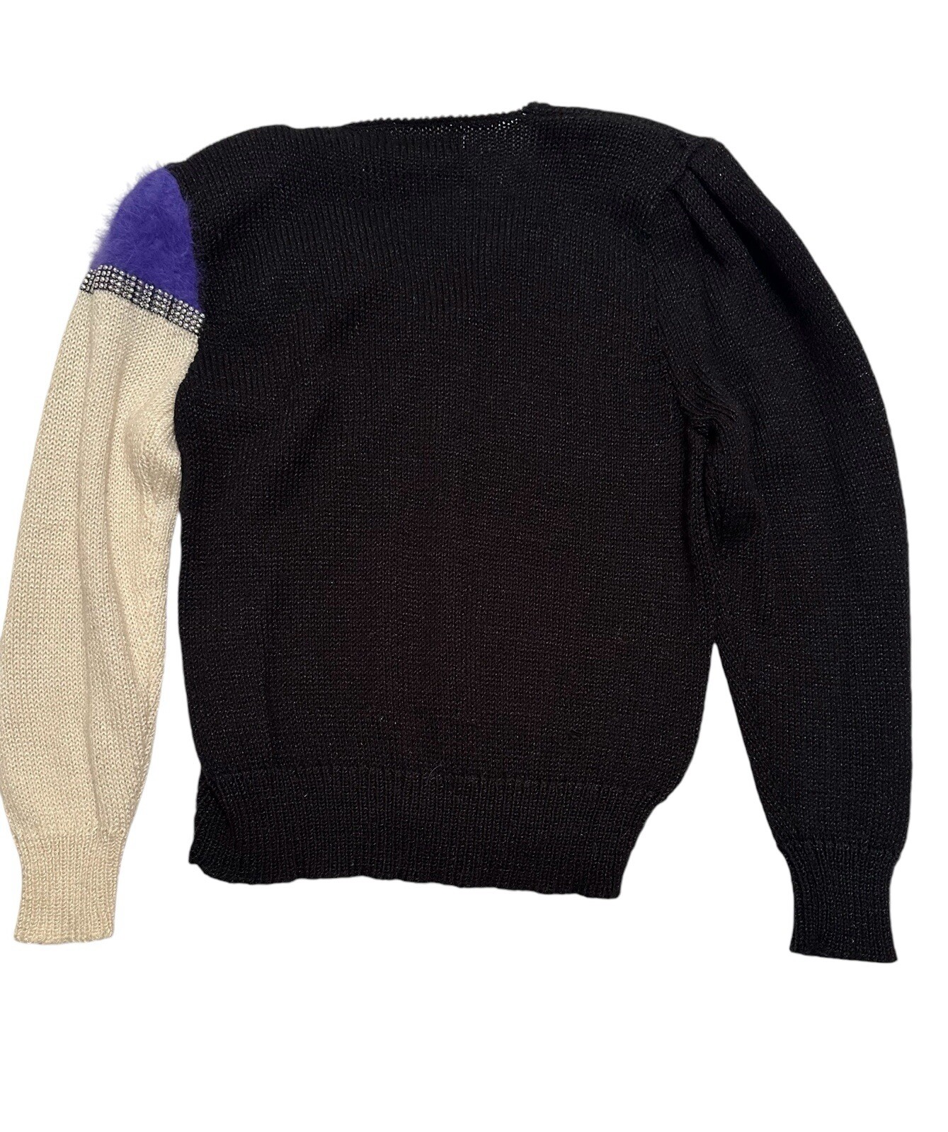 SPIRIT Wool Acrylic & Angora Sparkling Holiday Party Sweater Medium Purple Black