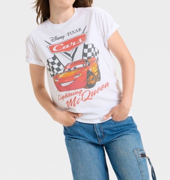 Women’s Disney Cars Lightning McQueen White Graphic T Shirt M NWT