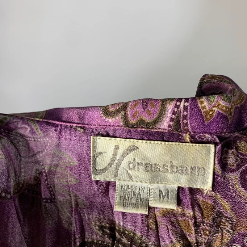 Y2K Dressbarn Purple Multicolor Accordion Paisley Sequin Lace Charms Blouse M/L