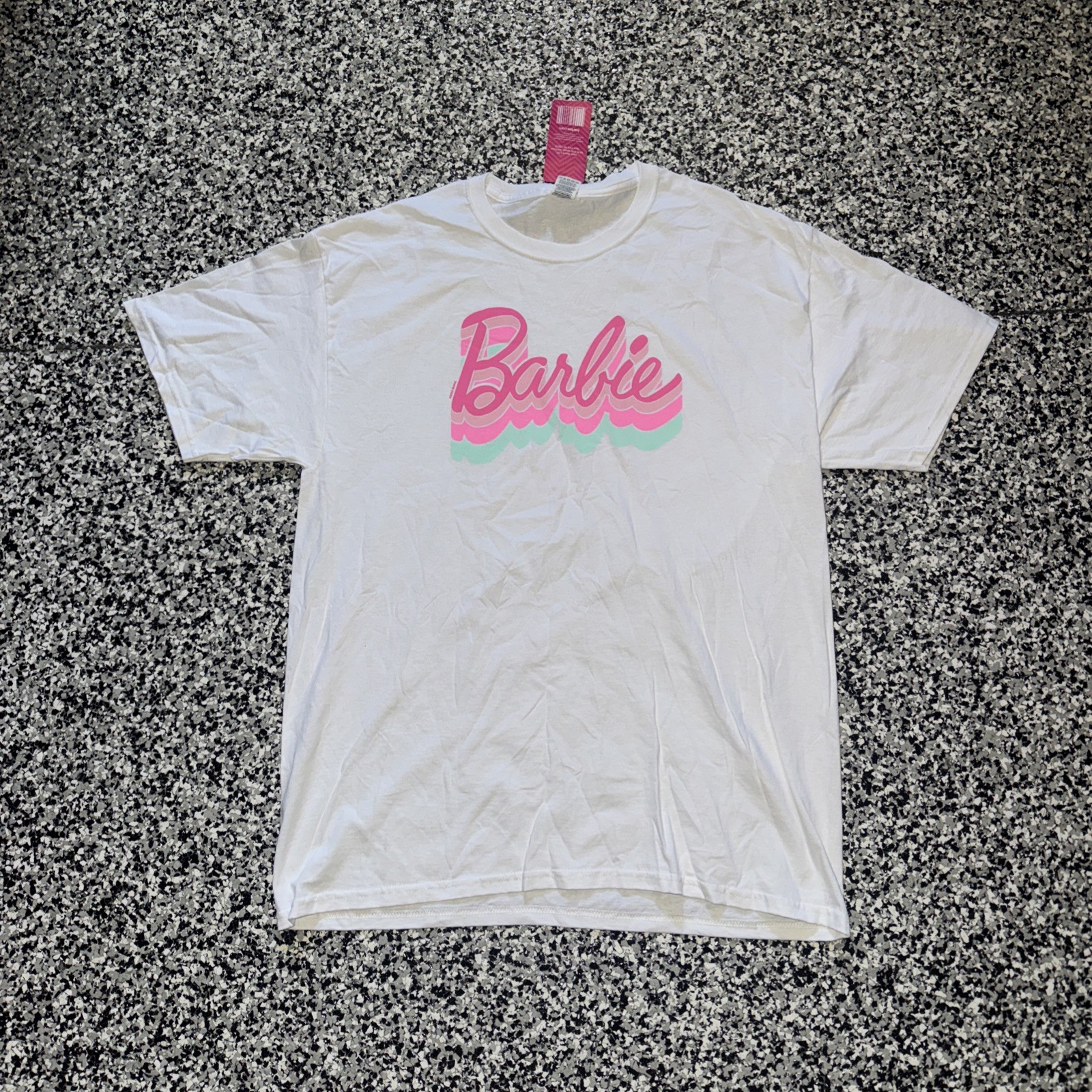 Barbie T-shirt for Women Spelled Pink On White Large (47)