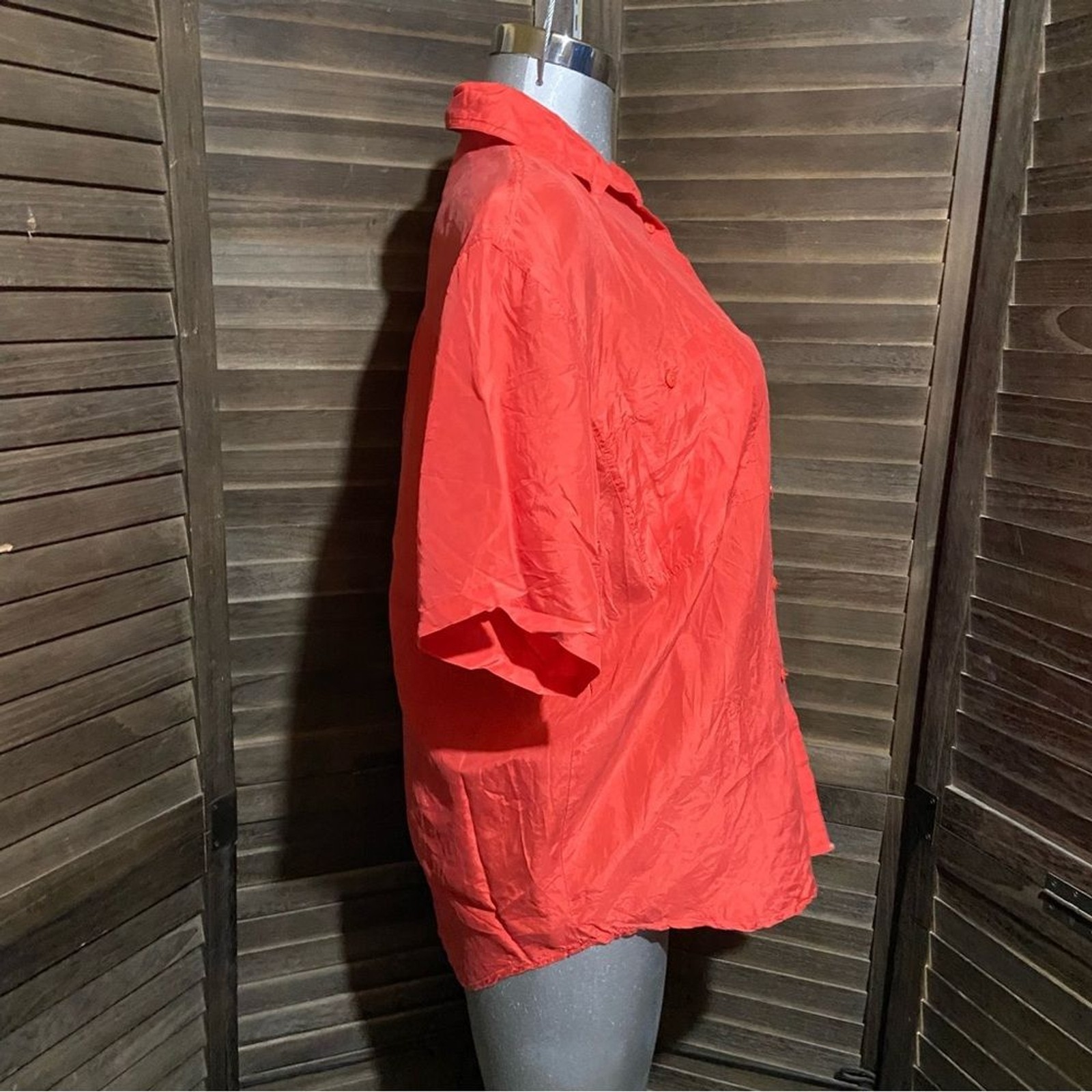 Silk Mist Coral Shirt Mature Business Coastal Beach Loose Fit Minimalist Medium