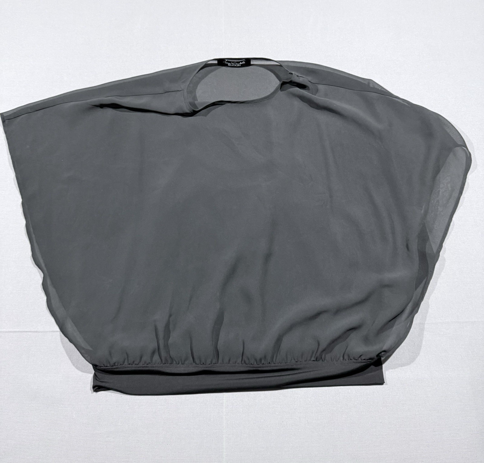 Gloria Vanderbilt Black Sheer Dolman Sleeve Blouse with Tank Elastic Waist