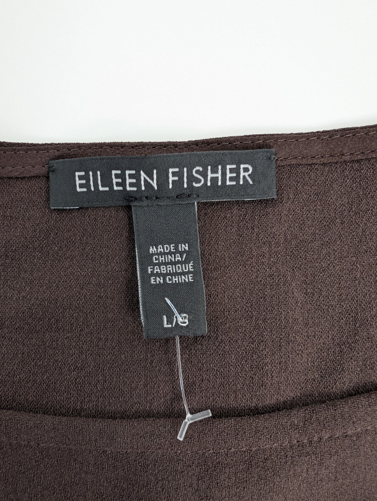 Eileen Fisher Silk Georgette Crepe Tunic Tank Top Sz L Burgundy Machine Washable