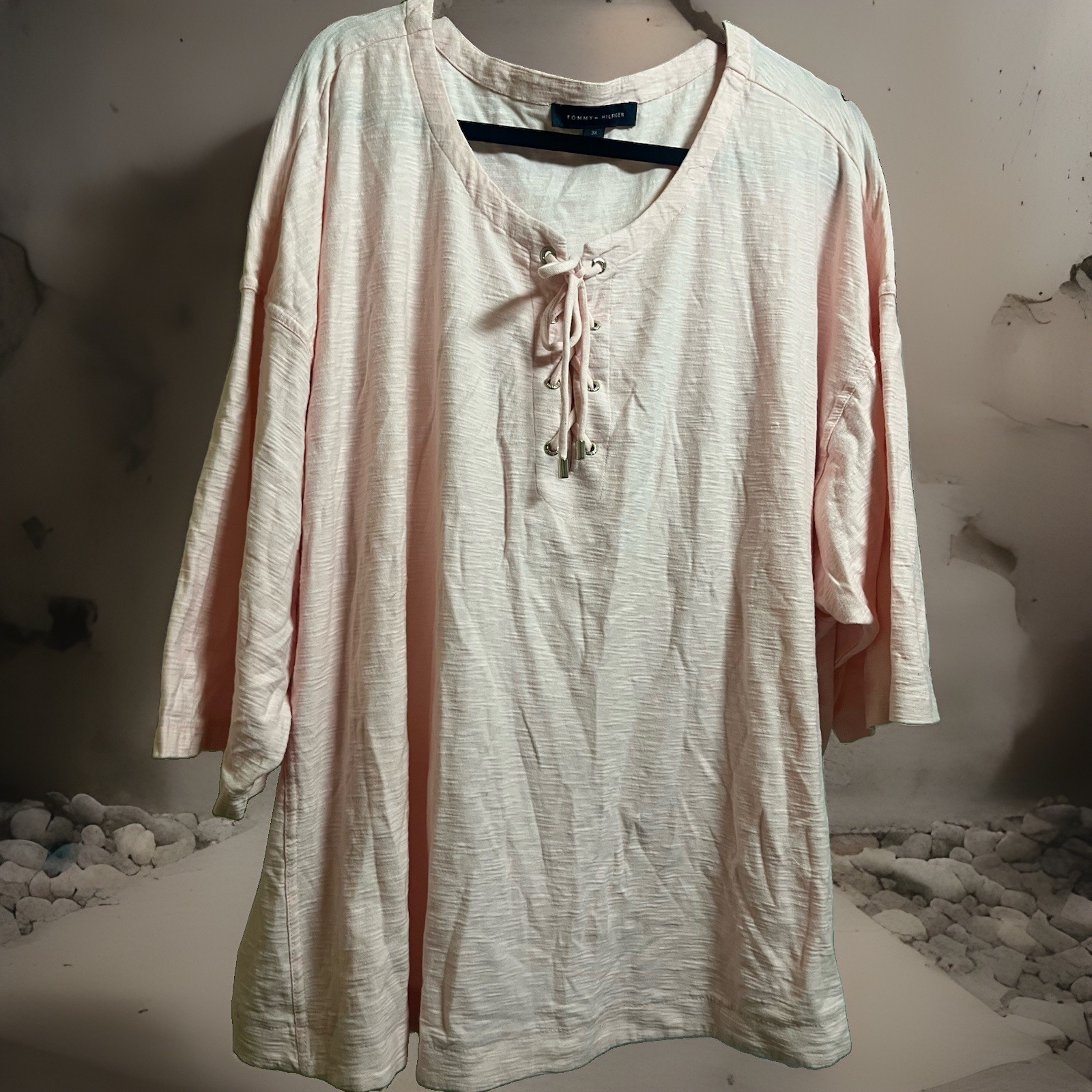 Tommy Hilfiger Tie Front Pink Top Size 3x Preowned