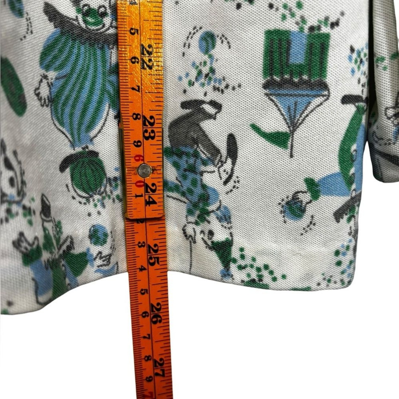 VTG 60s 70s Jack Winter Clown Print Carnival Long Sleeve Button Up Wearable Art
