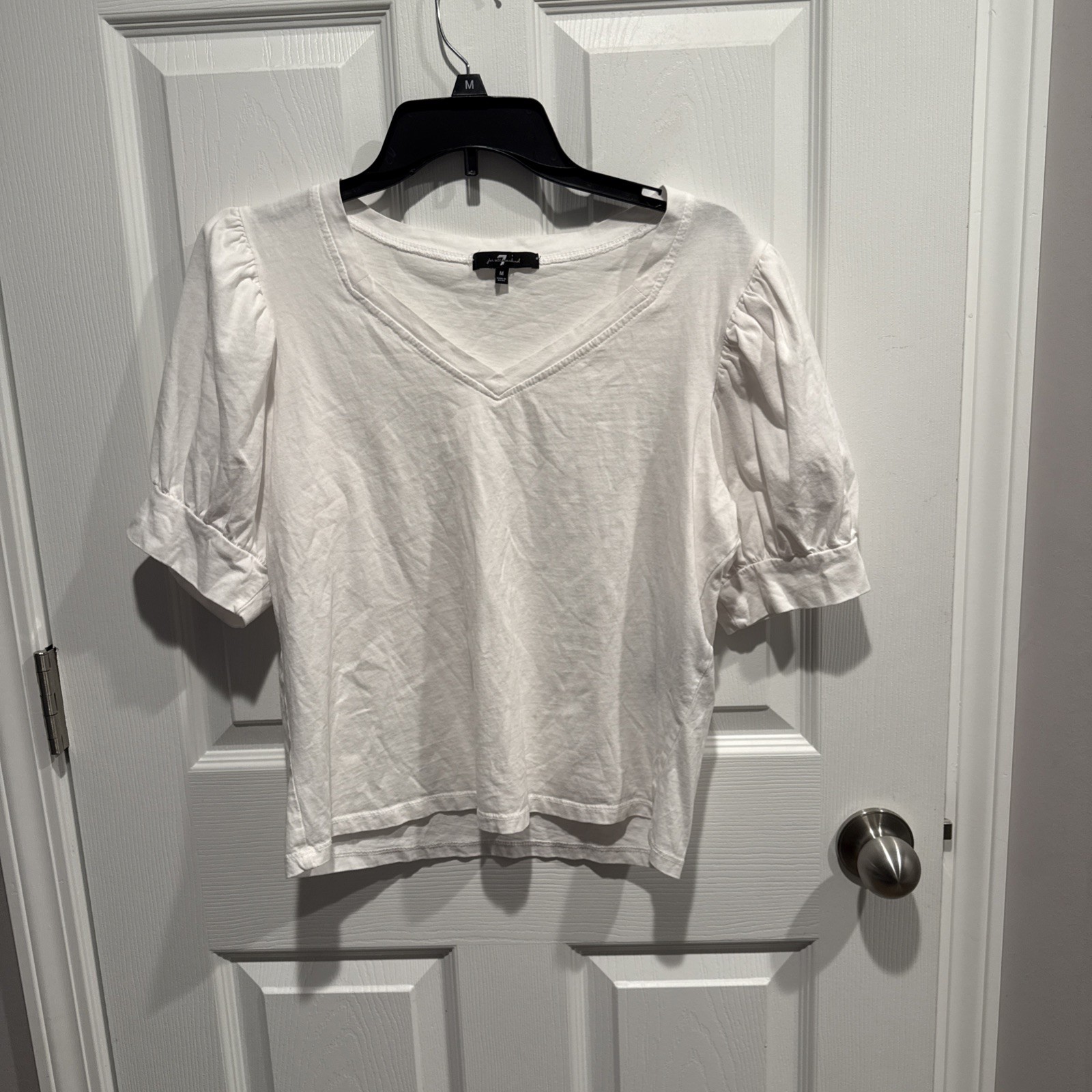 7 For All Mankind White Short Sleeve Top Size Medium