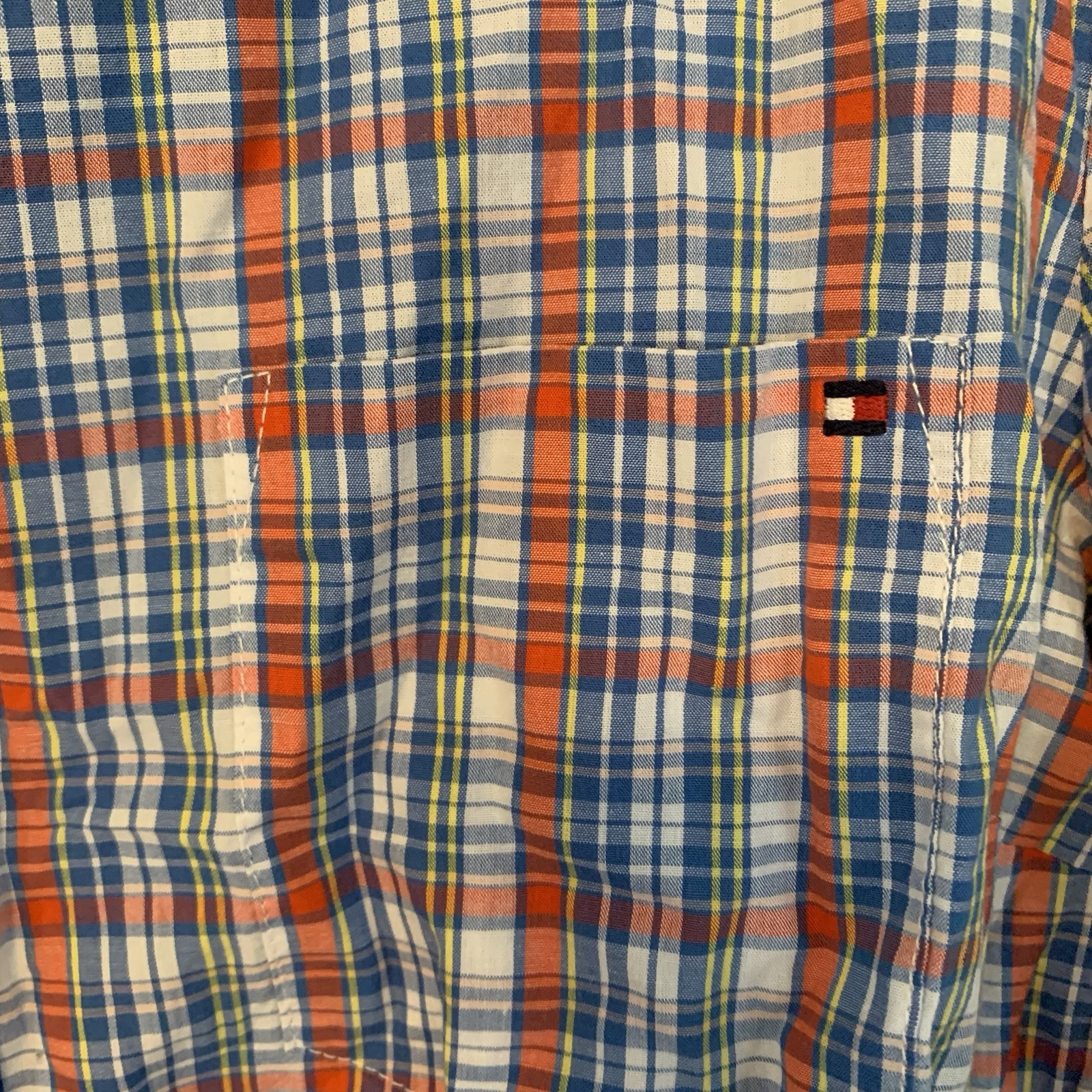Tommy Hilfiger Blue Plaid Long Sleeve Button Popover Career Blouse Top XL NEW
