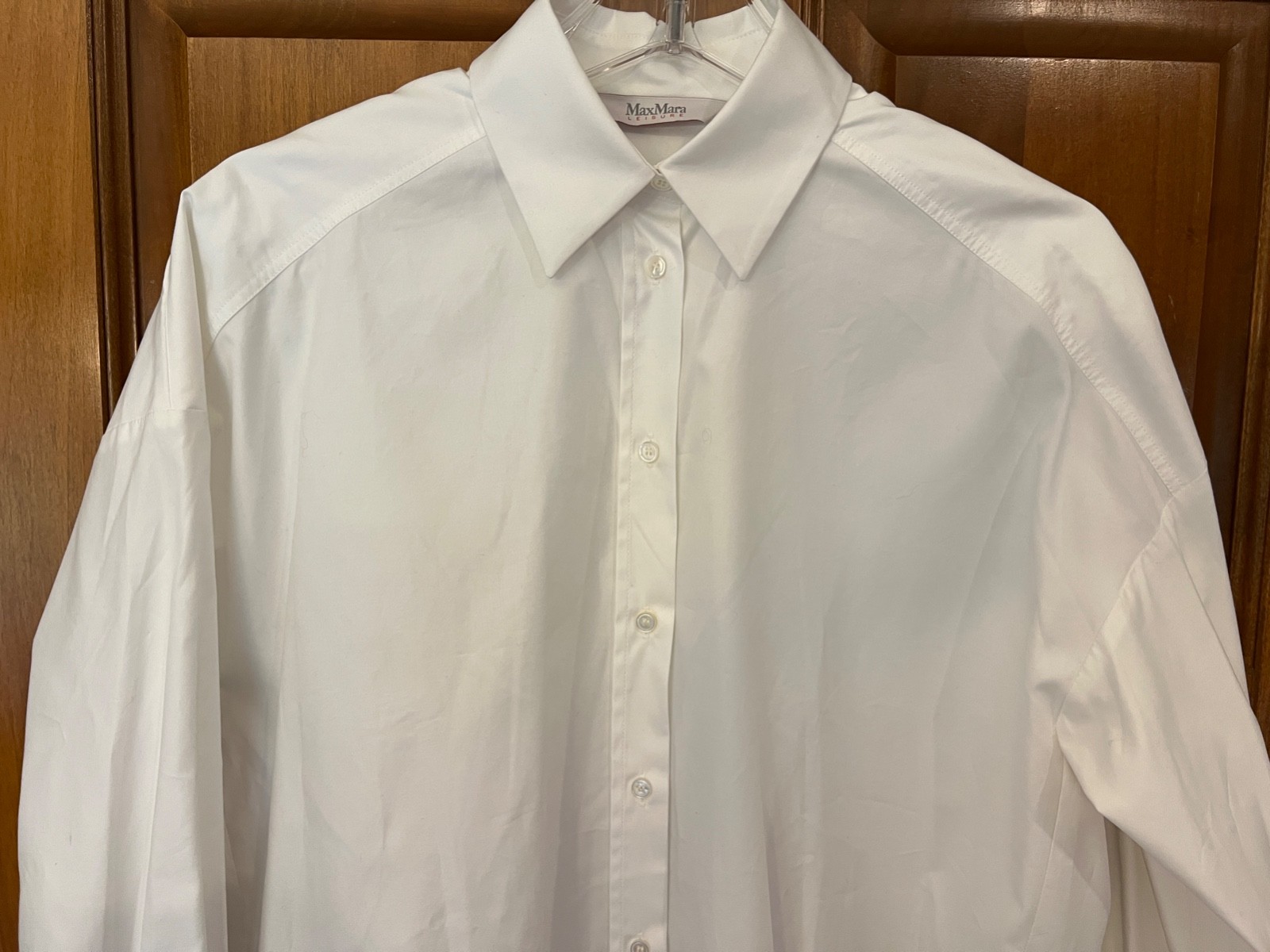 Max Mara Leisure White Cotton Lyocell Rispoli Button Down Shirt EUC 6