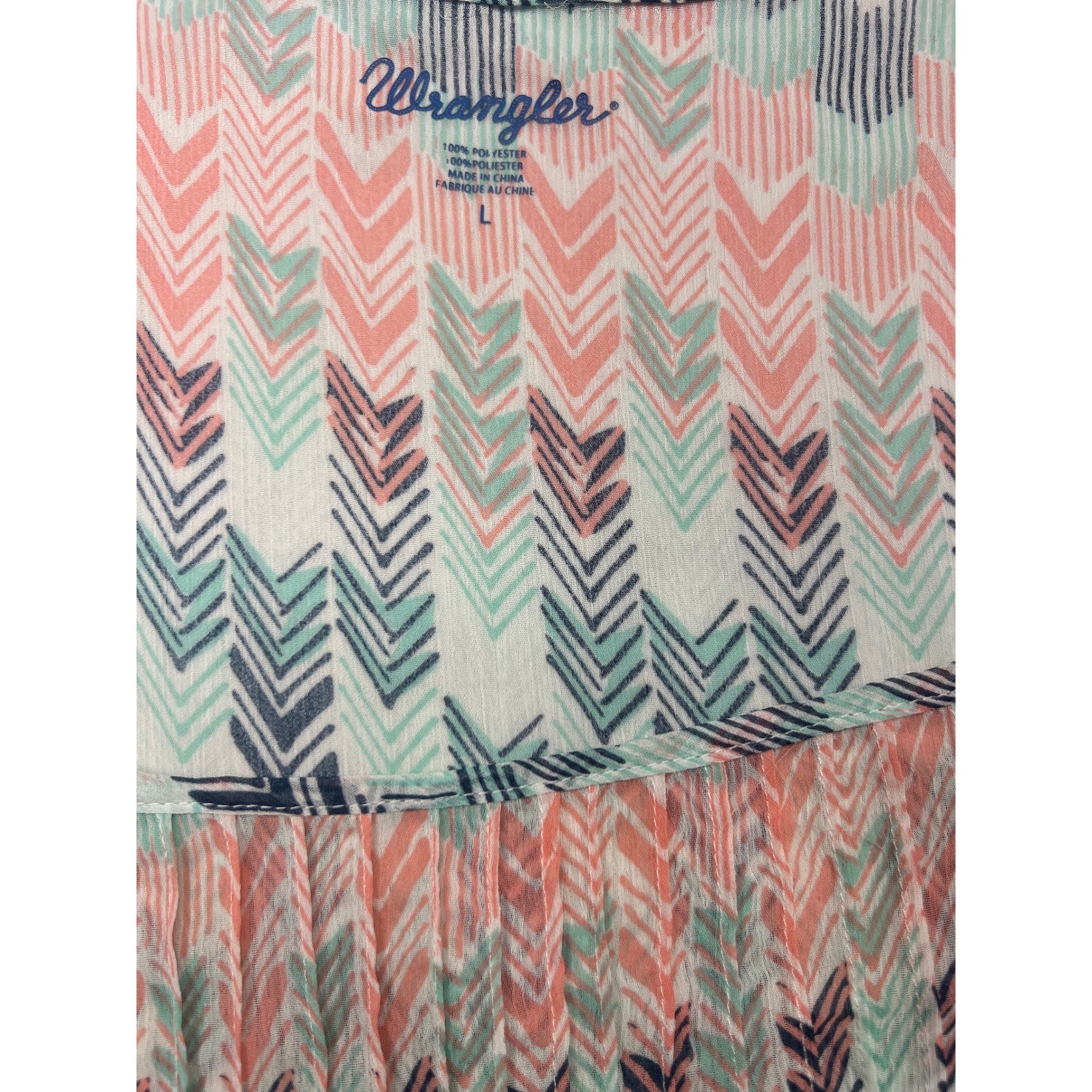 Wrangler Womens Pastel Chevron Print Flutter Sleeve Peasant Blouse LWK605M Large