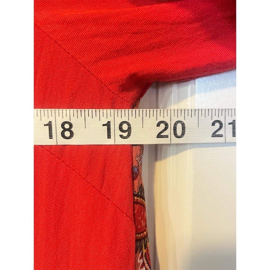 Boho Western Floral Patchwork Shirt S Red Embroidered Animal Print Festival