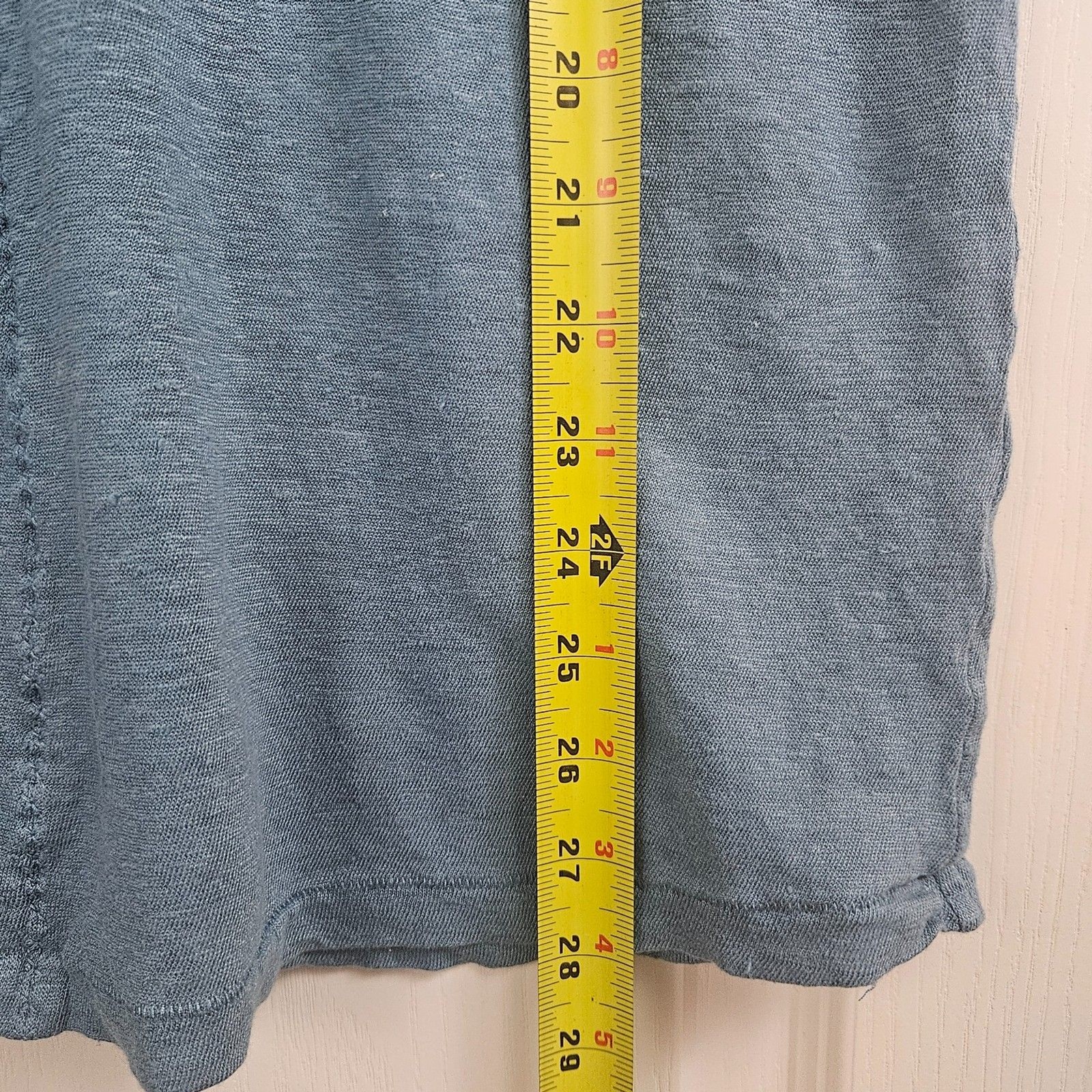Sundance Mabel Linen Tank V-Neck Long Line Breathable Women’s L Blue