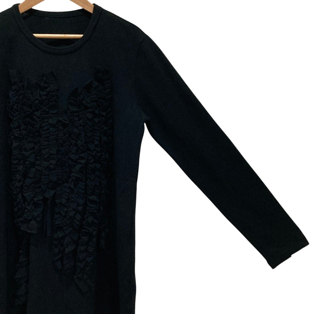 Y’s Yohji Yamamoto Wool Nylon Frill Knit Cut and Sew Top Size 2 Black Women USED