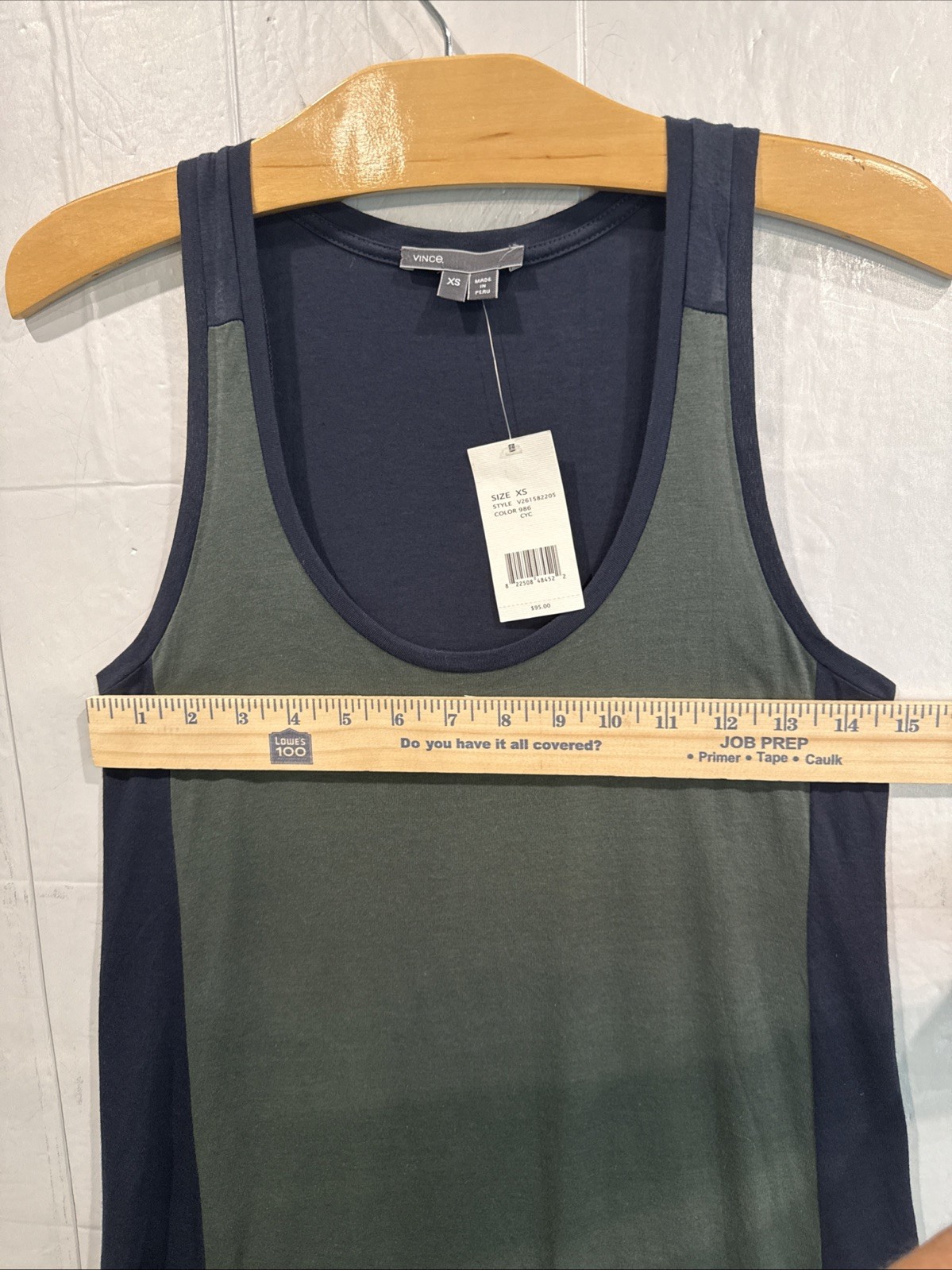 Vince NWT Luxury Pima Cotton Modal Blend Racerback Green Blue Sz XS Fits S $95