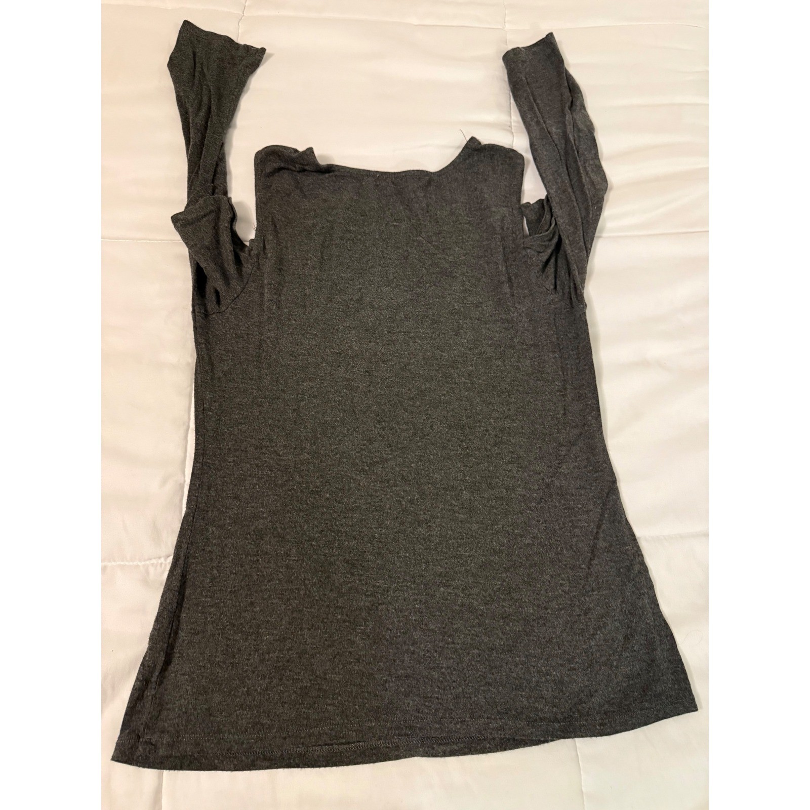 Lily White Womens Charcoal Gray Cold Shoulder Long Sleeve Knit Top Size L