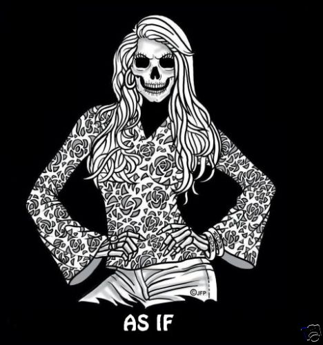 AS IF ! SEXY SKELETON GIRL SKULL GOTH T-SHIRT SK126