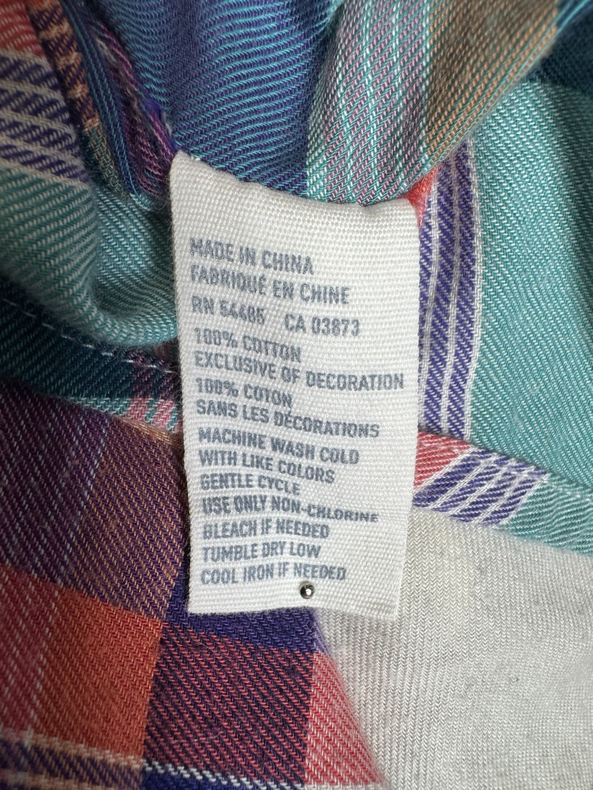American Eagle Western Shirt Women’s L Purple Green Pink Plaid Pearl Snap Rodeo