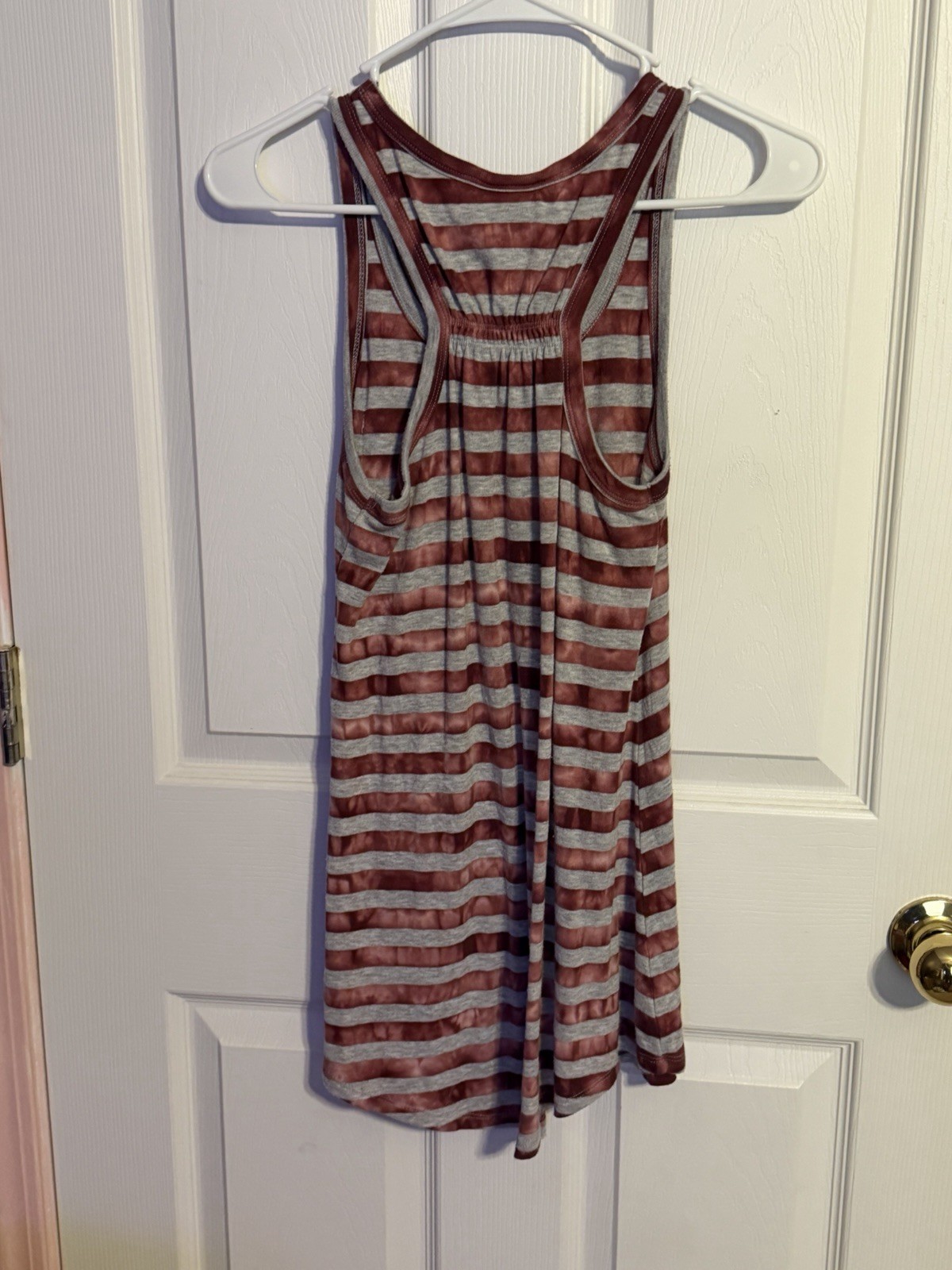 Canyon River Blues Red/Gret Striped Racerback Scoop Neck Knit Tank Top S