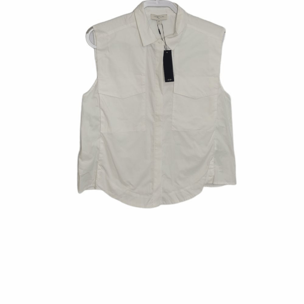 NEW HABITUAL white Lloyd sleeveless utility button shirt Size L