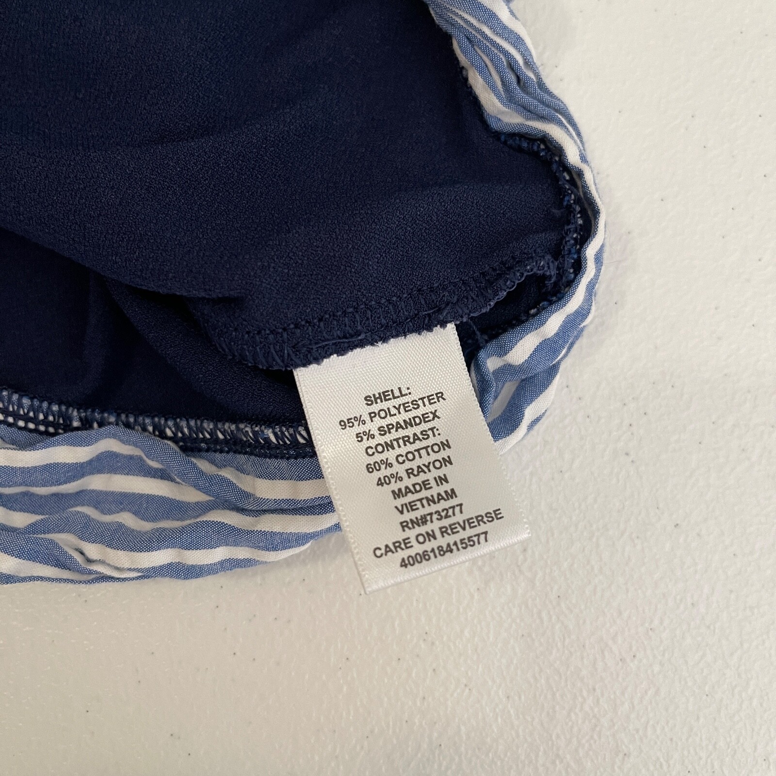 Elle Blouse Women’s Small Navy Cap Sleeve Tank Blue Round Neck Tie Casual Top