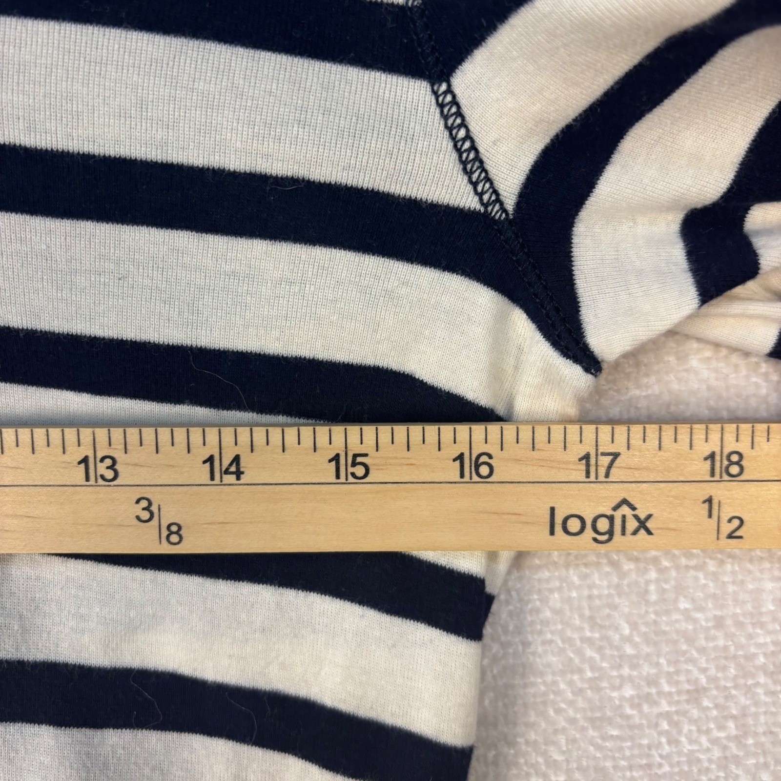 Lauren Ralph Lauren Striped Shirt Shawl Collar Zip Pullover Top Navy White Small