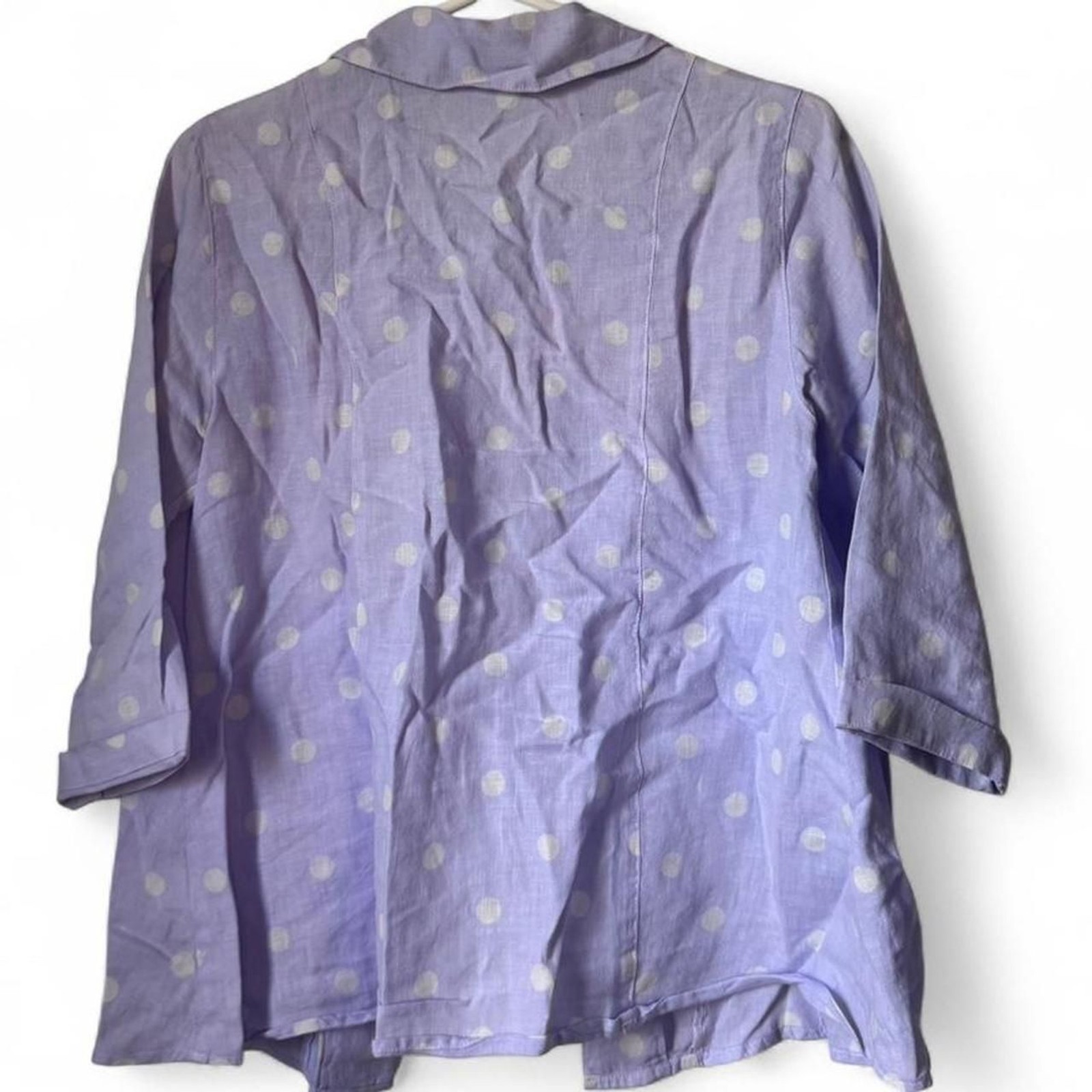 Cut Loose Women’s Purple and White Polka Dot Linen Shirt Size S