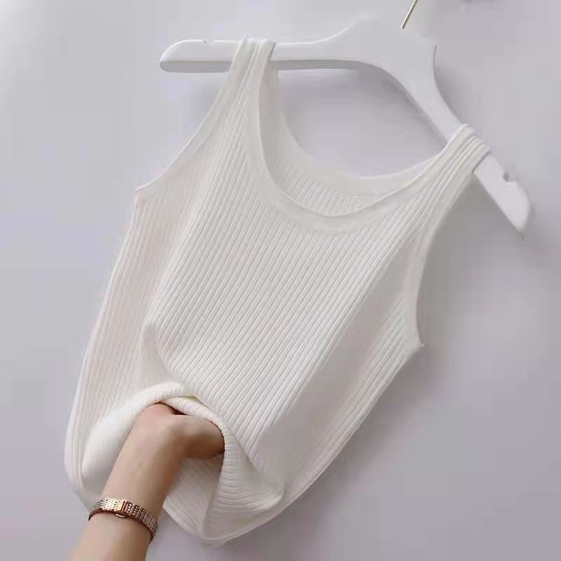 Women Ribbed Knit Tank Top Sleeveless Stretch Cami Basic Casual Layering Vest