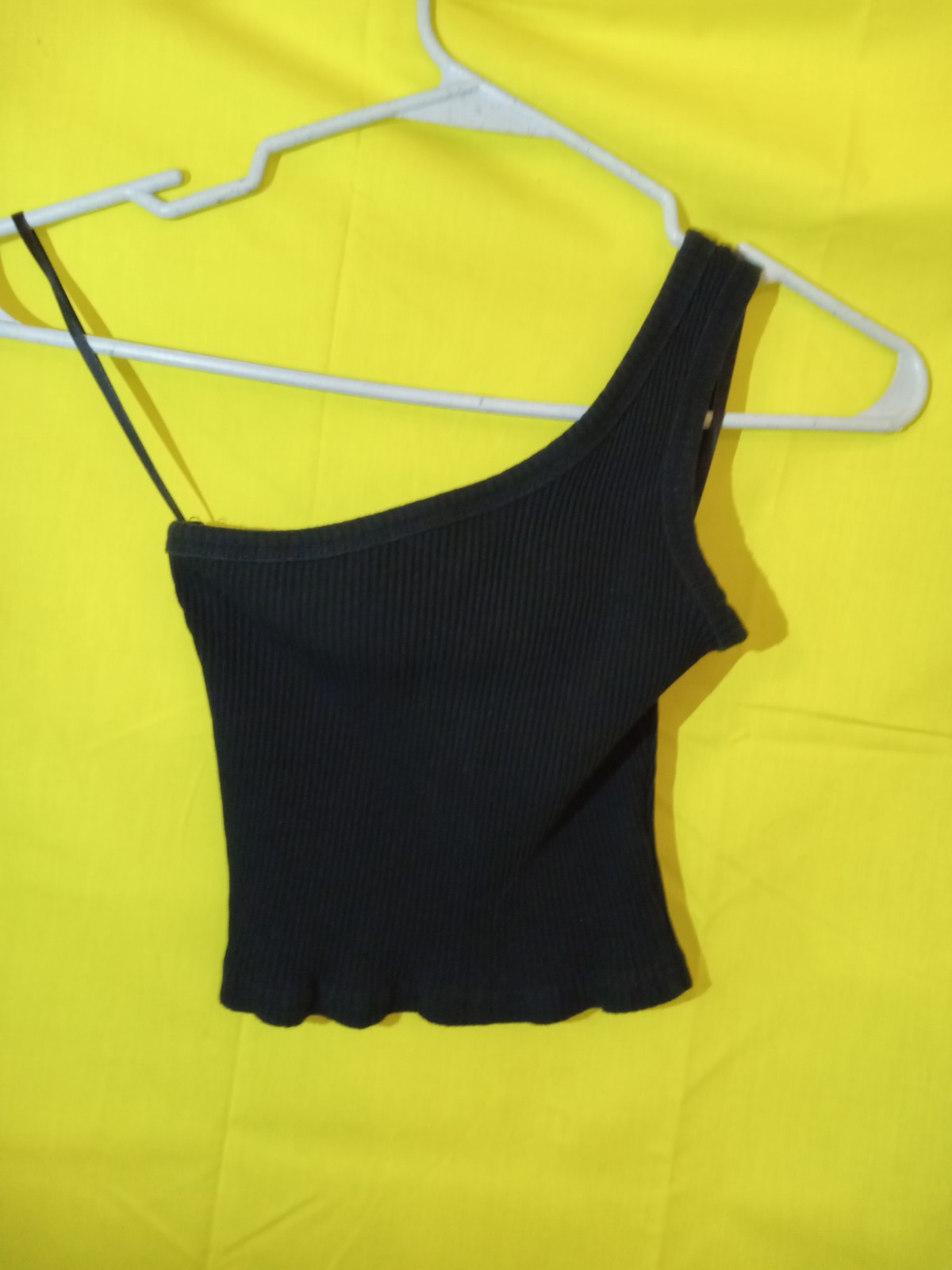 Shein One Shoulder Cropped Rib Tank Sz. Xs, US 2 Black