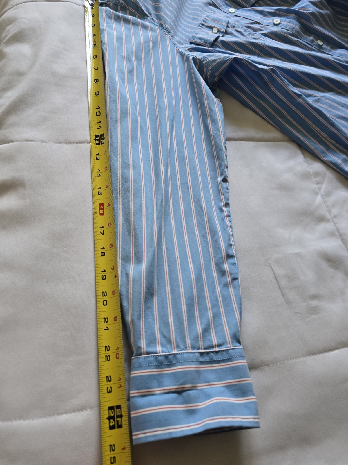 LL Bean Button Down Womens XL Blue/Red Stripe Roll Tab Top Career Casual Preppy